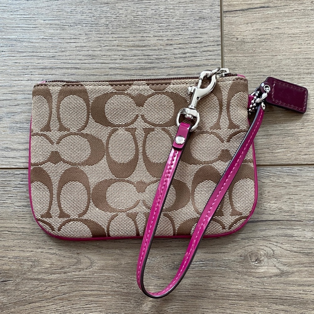 Coach Tan and Pink Wristlet - Picture 2 of 4